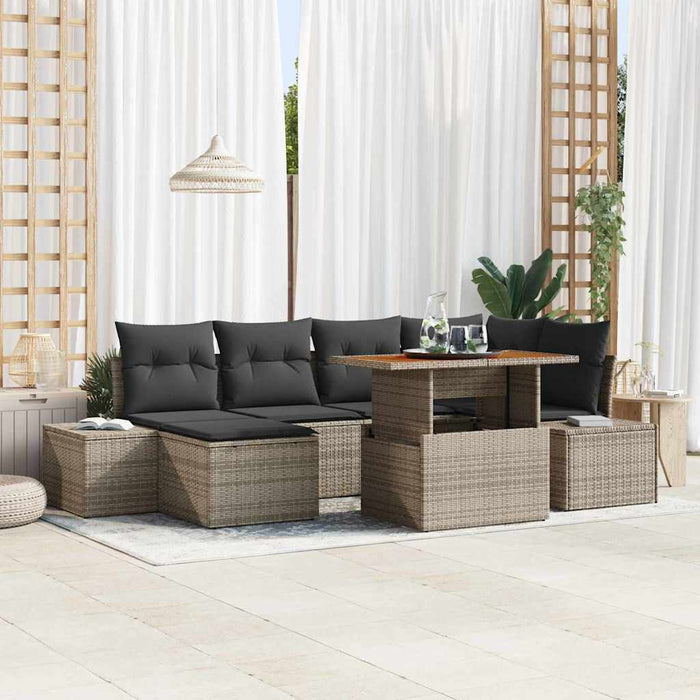 Set de masă pentru grădină cu pernă 7 pcs Gri - WALTI WALTI
