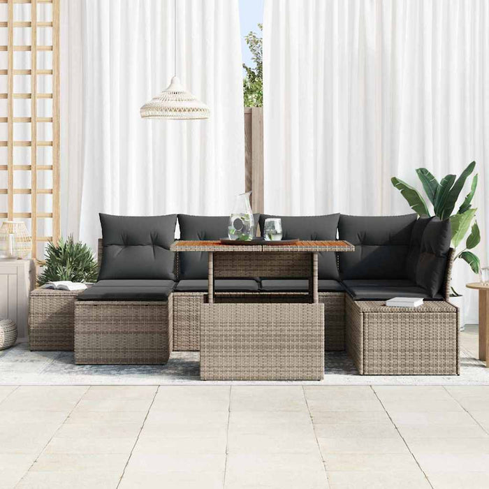 Set de masă pentru grădină cu pernă 7 pcs Gri - WALTI WALTI