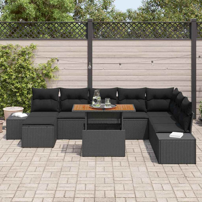Set de masă pentru grădină cu pernă 9 pcs Negru și Maro - WALTI WALTI