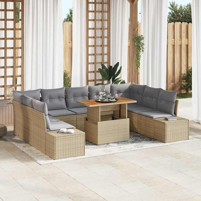 Set de masă pentru grădină 10 pcs Bej, Gri 100 x 55 x 73 cm - WALTI WALTI