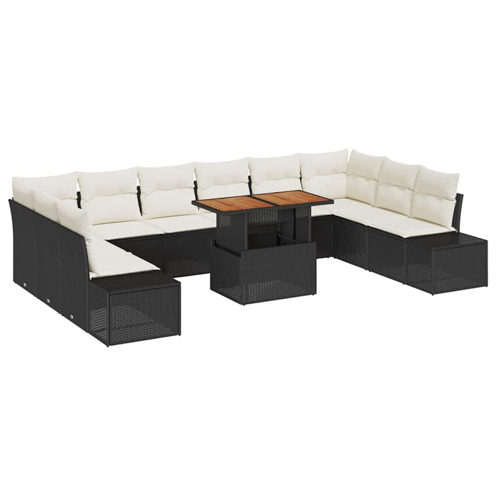 Set de canapele pentru grădină cu pernă 11 pcs Negru, Crem - WALTI WALTI