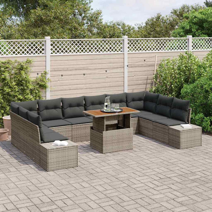 Set de canapele pentru grădină cu pernă 11 pcs Gri, Gri închis - WALTI WALTI