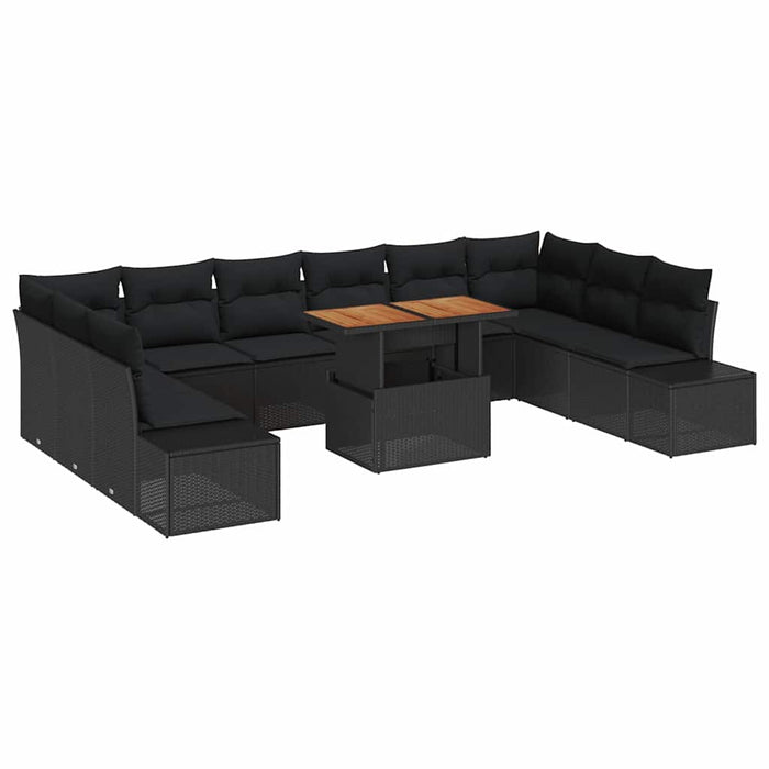 Set de canapele pentru grădină cu pernă 11 pcs Negru și Maro - WALTI WALTI
