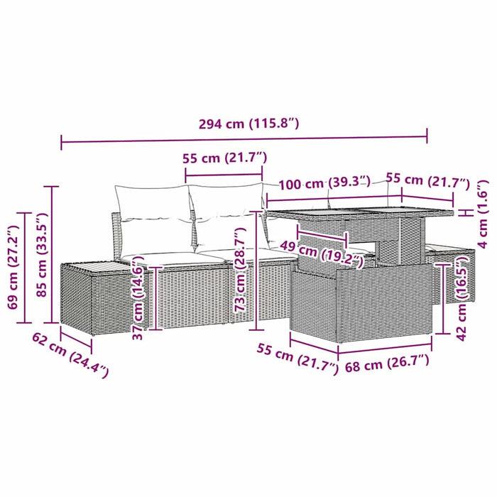 Set de masă pentru grădină 5 pcs Negru, Bej 100 x 55 x 73 cm - WALTI WALTI
