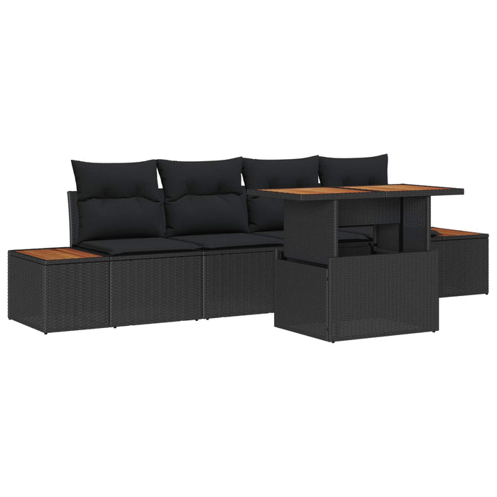 Set de masă pentru grădină cu pernă Manual 5 pcs Negru și Maro - WALTI WALTI