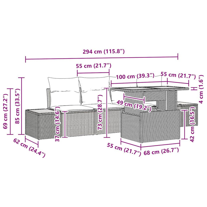 Set de masă pentru grădină 5 pcs Bej, Gri 100 x 55 x 73 cm - WALTI WALTI