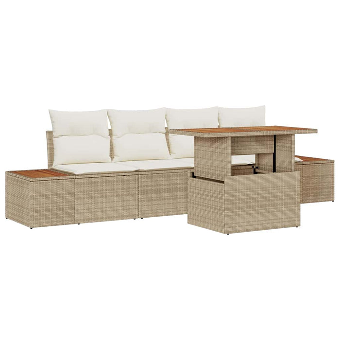 Set de canapele pentru grădină 5 buc. Bej și crem WALTI