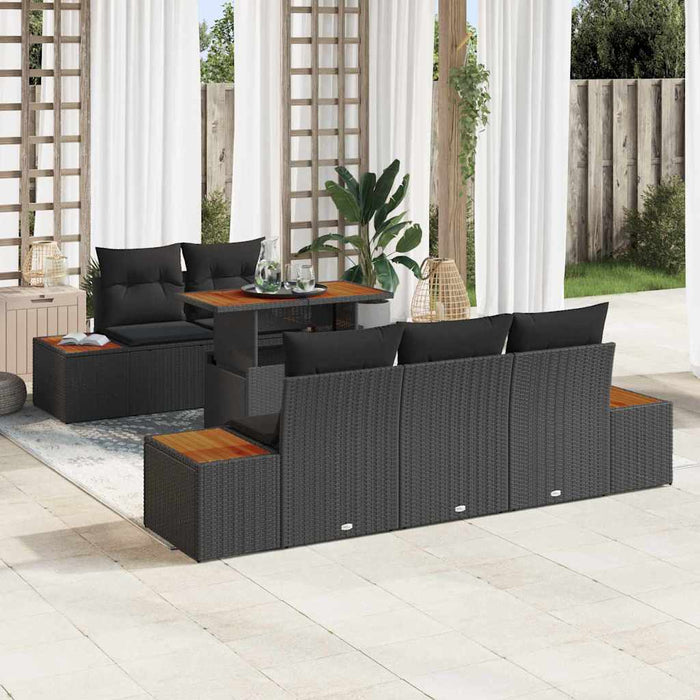 Set de masă pentru grădină cu pernă Manual 6 pcs Negru și Maro - WALTI WALTI