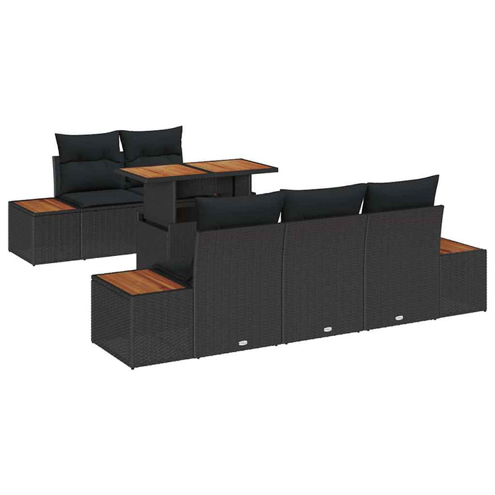 Set de masă pentru grădină cu pernă Manual 6 pcs Negru și Maro - WALTI WALTI