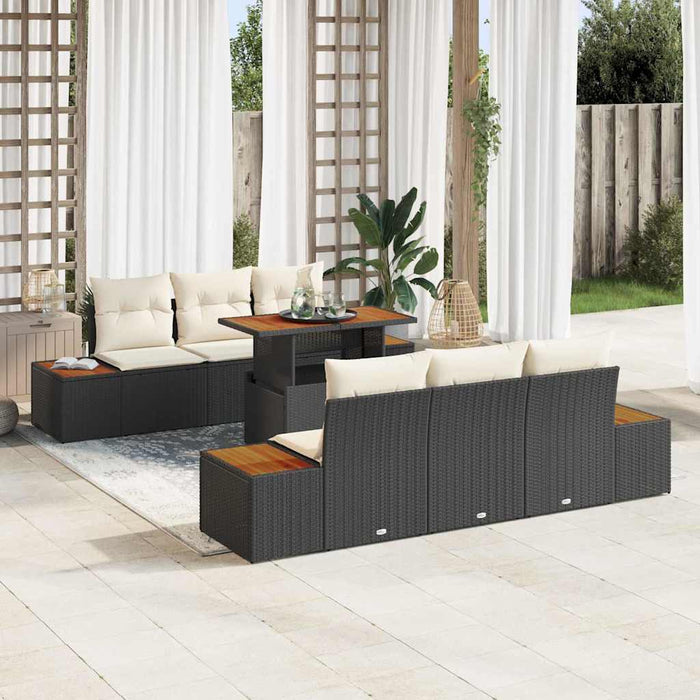 Set de masă pentru grădină 7 pcs Negru, Bej 100 x 55 x 73 cm - WALTI WALTI
