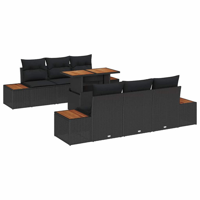 Set de masă pentru grădină cu pernă Manual 7 pcs Negru și Maro - WALTI WALTI