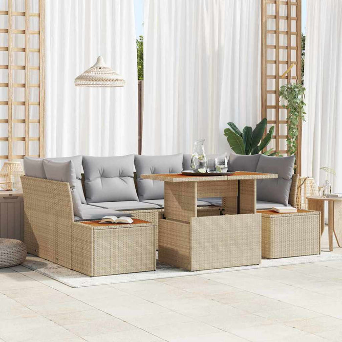 Set de masă pentru grădină 7 pcs Bej, Gri 100 x 55 x 73 cm - WALTI WALTI