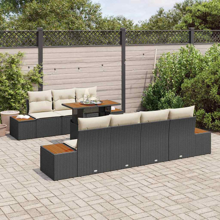 Set de canapele pentru grădină cu pernă 8 pcs Negru Rattan poli - WALTI WALTI