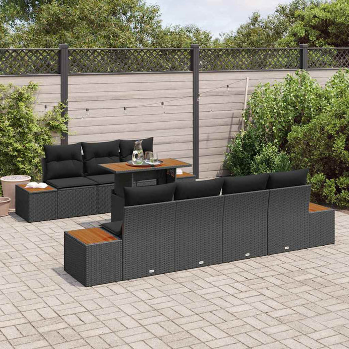 Set de canapele pentru grădină cu pernă 8 pcs Negru Rattan poli - WALTI WALTI