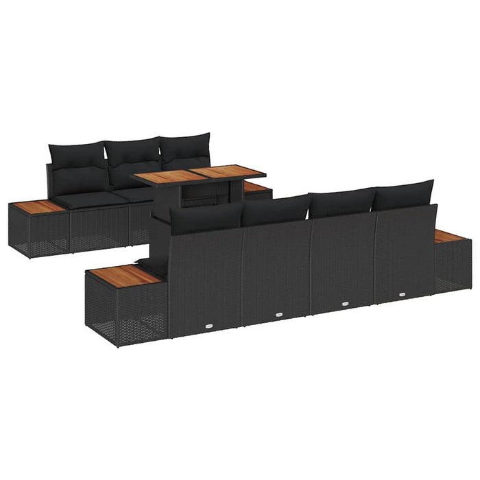 Set de canapele pentru grădină cu pernă 8 pcs Negru Rattan poli - WALTI WALTI