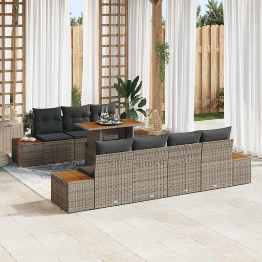 Set de canapele pentru grădină cu pernă 8 pcs Gri Rattan poli - WALTI WALTI