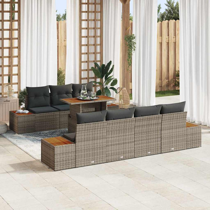 Set de canapele pentru grădină cu pernă 8 pcs Gri Rattan poli - WALTI WALTI