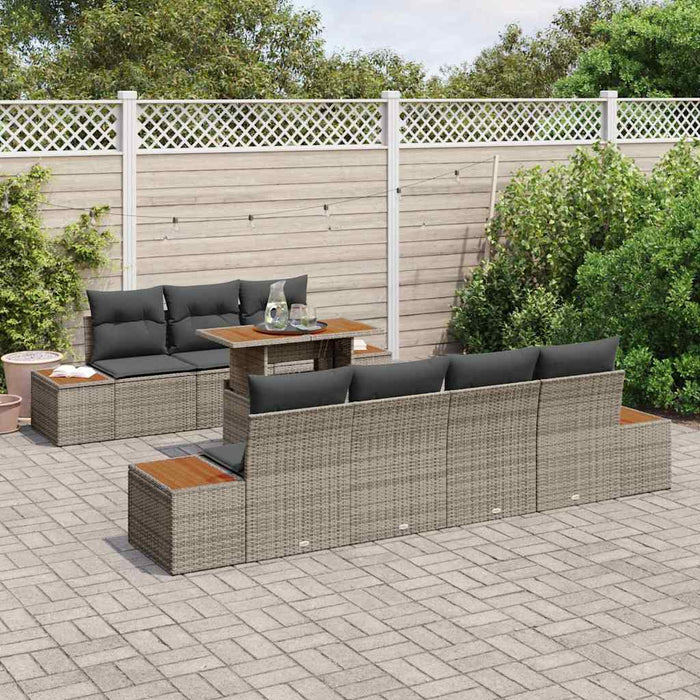 Set de canapele pentru grădină cu pernă 8 pcs Gri Rattan poli - WALTI WALTI