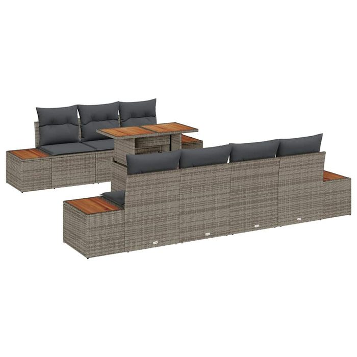 Set de canapele pentru grădină cu pernă 8 pcs Gri Rattan poli - WALTI WALTI