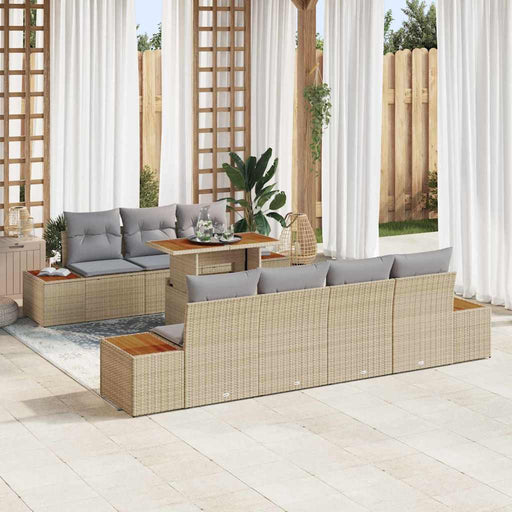 Set de canapele pentru grădină cu pernă 8 pcs Bej Rattan poli - WALTI WALTI