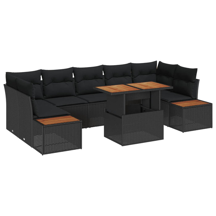 Set de masă pentru grădină cu pernă Manual 8 pcs Negru și Maro - WALTI WALTI