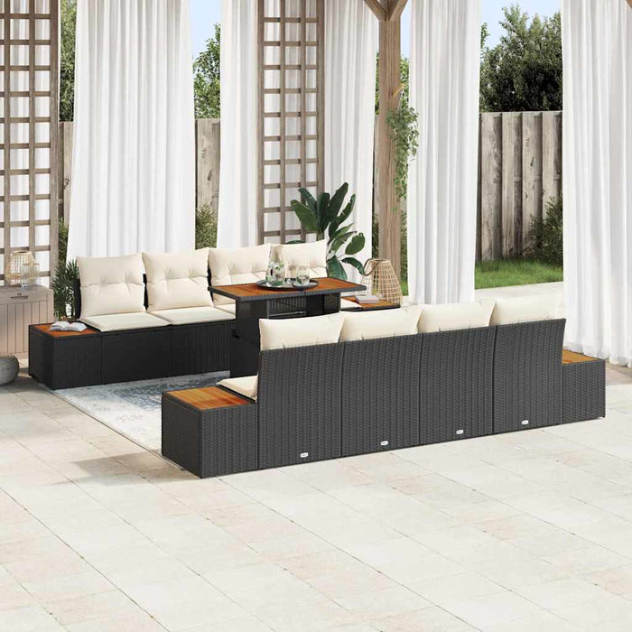 Set de masă pentru grădină 9 pcs Negru, Bej 100 x 55 x 73 cm - WALTI WALTI