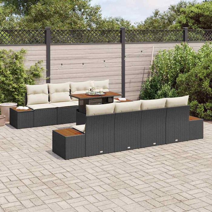 Set de masă pentru grădină 9 pcs Negru, Bej 100 x 55 x 73 cm - WALTI WALTI
