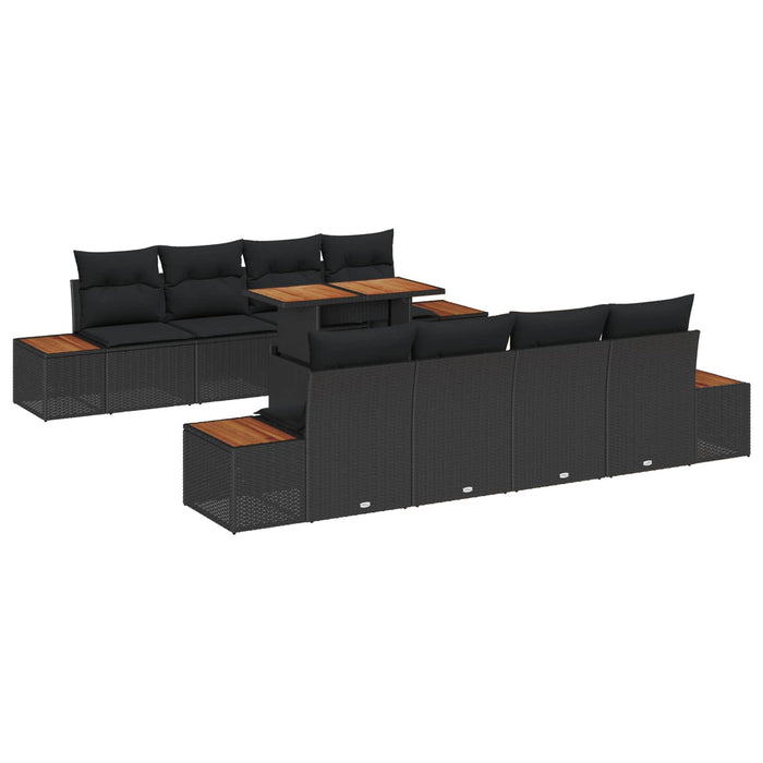 Set de masă pentru grădină cu pernă Manual 9 pcs Negru și Maro - WALTI WALTI