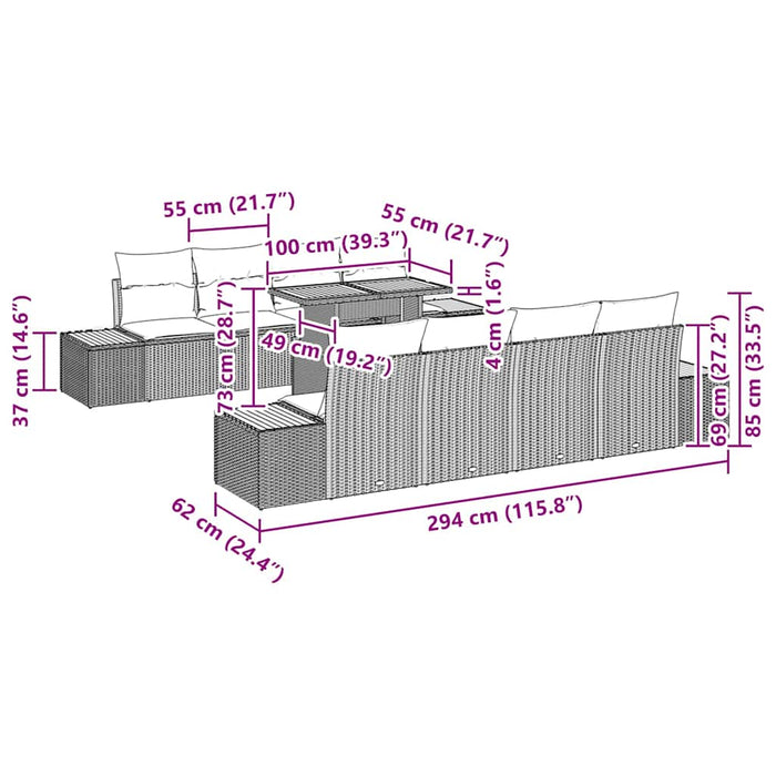 Set de masă pentru grădină 9 pcs Taupe Gri 100 x 55 x 73 cm - WALTI WALTI