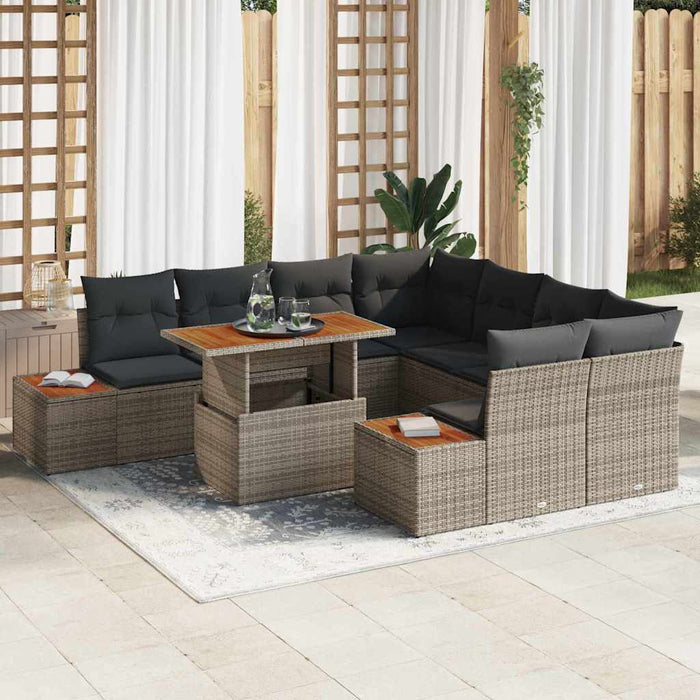 Set de masă pentru grădină 9 pcs Gri Maro 100 x 55 x 73 cm - WALTI WALTI