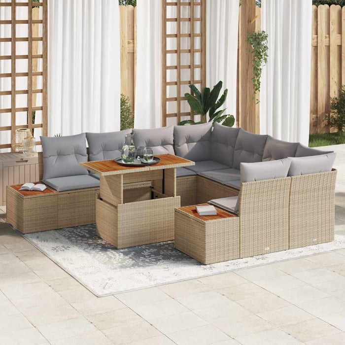Set de masă pentru grădină 9 pcs Bej, Gri 100 x 55 x 73 cm - WALTI WALTI