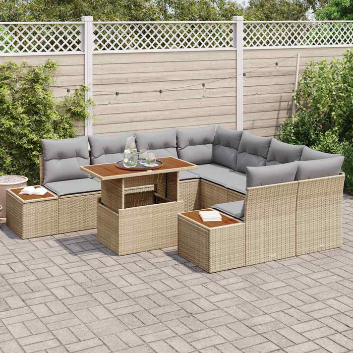 Set de masă pentru grădină 9 pcs Bej, Gri 100 x 55 x 73 cm - WALTI WALTI