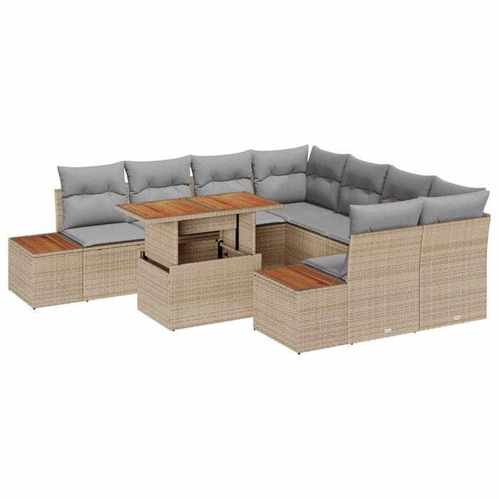 Set de masă pentru grădină 9 pcs Bej, Gri 100 x 55 x 73 cm - WALTI WALTI
