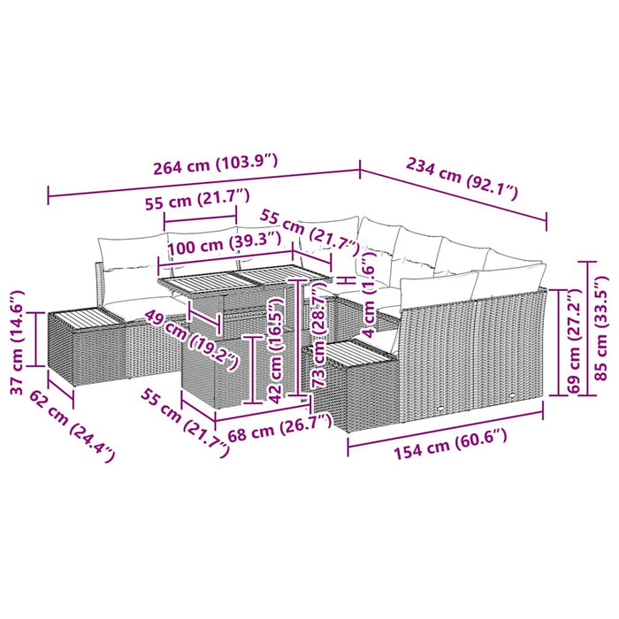 Set de masă pentru grădină 9 pcs Bej, crem 100 x 55 x 73 cm - WALTI WALTI