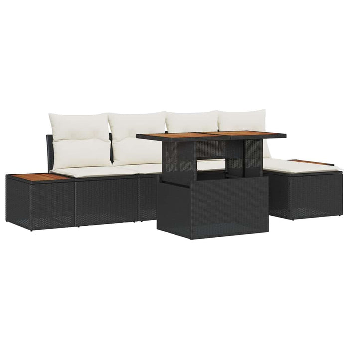 Set de masă pentru grădină cu pernă 6 pcs Negru și crem - WALTI WALTI