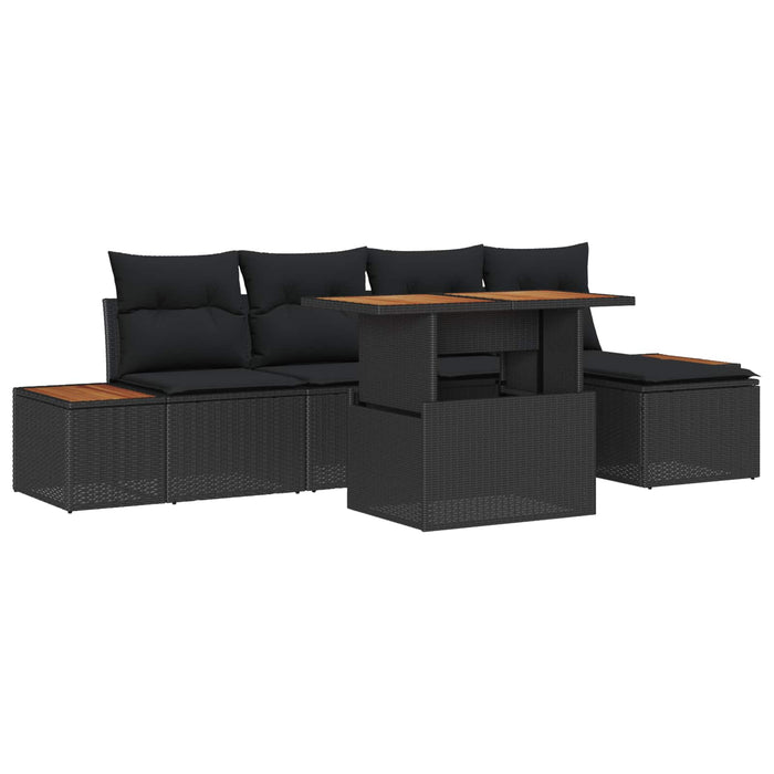 Set de masă pentru grădină cu pernă 6 pcs Negru și Maro - WALTI WALTI