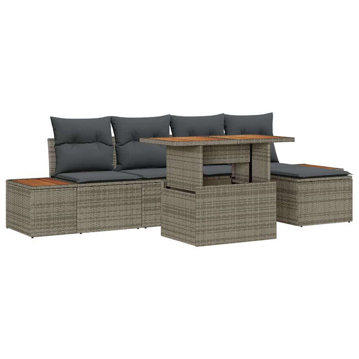 Set de masă pentru grădină cu pernă 6 pcs Gri Maro Negru - WALTI WALTI