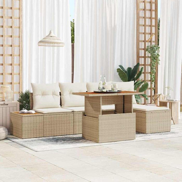 Set de canapele pentru grădină 6 pcs Bej și crem WALTI