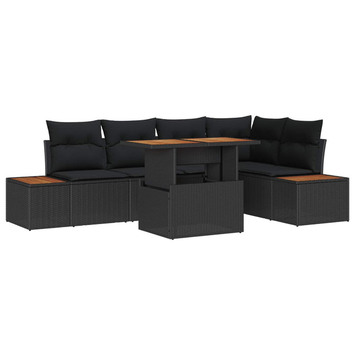 Set de masă pentru grădină cu pernă Manual 6 pcs Negru și Maro - WALTI WALTI