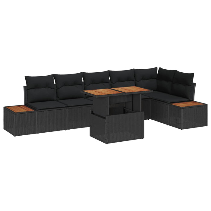 Set de masă pentru grădină cu pernă Manual 7 pcs Negru și Maro - WALTI WALTI