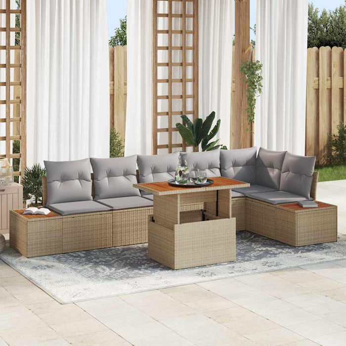 Set de masă pentru grădină 7 pcs Bej, Gri 100 x 55 x 73 cm - WALTI WALTI