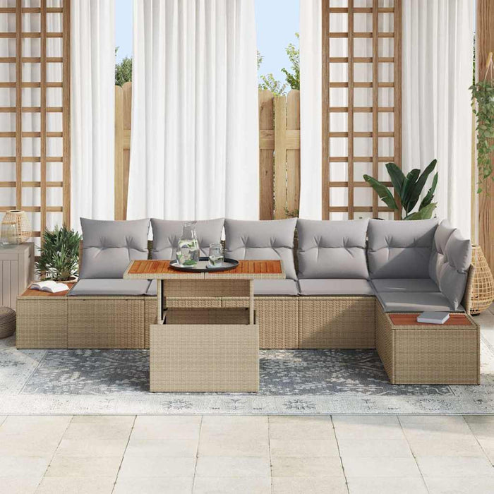 Set de masă pentru grădină 7 pcs Bej, Gri 100 x 55 x 73 cm - WALTI WALTI