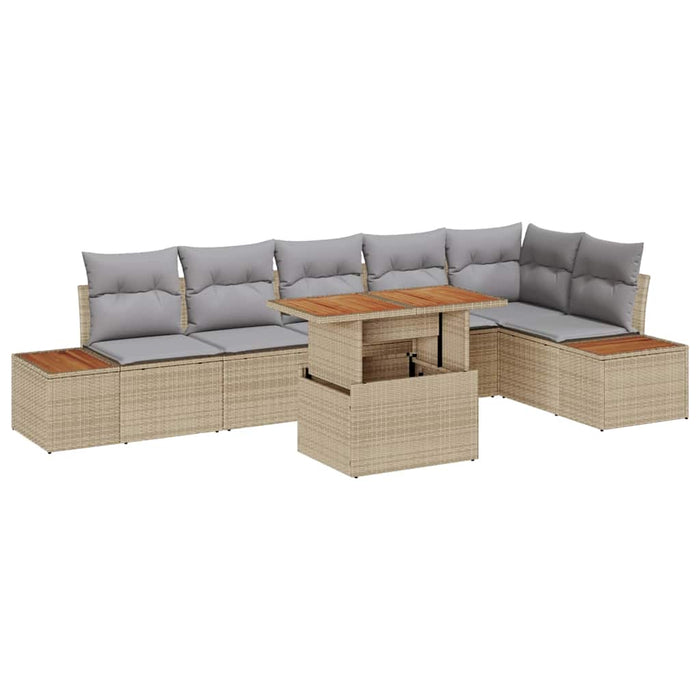Set de masă pentru grădină 7 pcs Bej, Gri 100 x 55 x 73 cm - WALTI WALTI