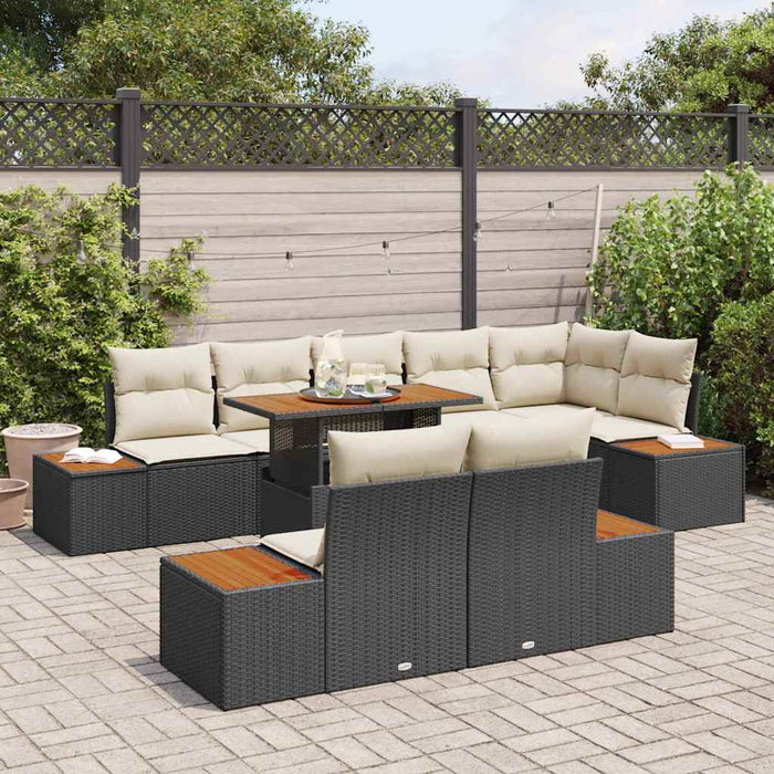 Set de masă pentru grădină 9 pcs Bej Negru 100 x 55 x 73 cm - WALTI WALTI