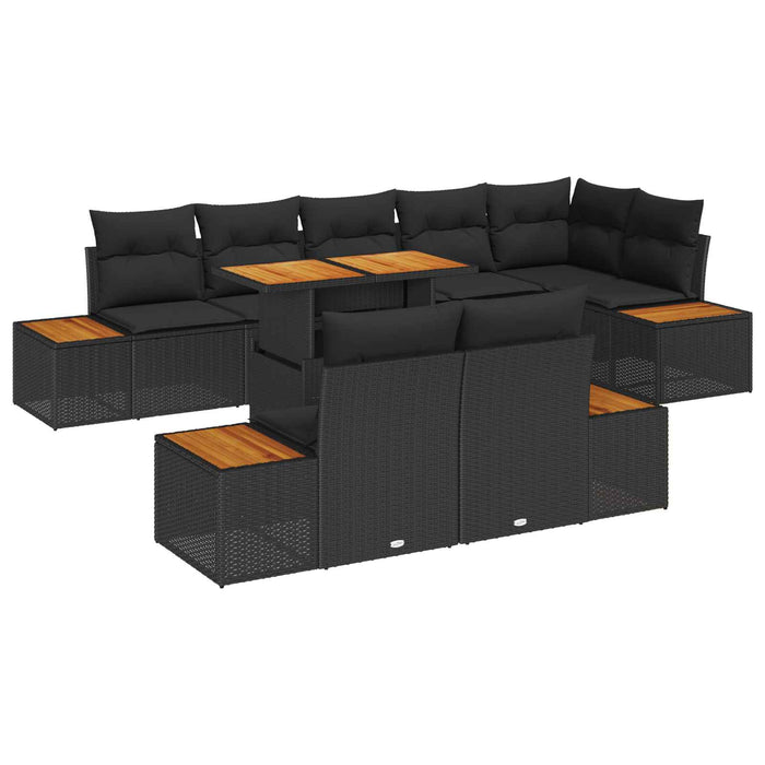 Set de masă pentru grădină cu pernă Manual 9 pcs Negru și Maro - WALTI WALTI