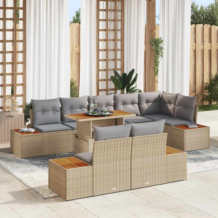 Set de masă pentru grădină 9 pcs Bej, Gri 100 x 55 x 73 cm - WALTI WALTI