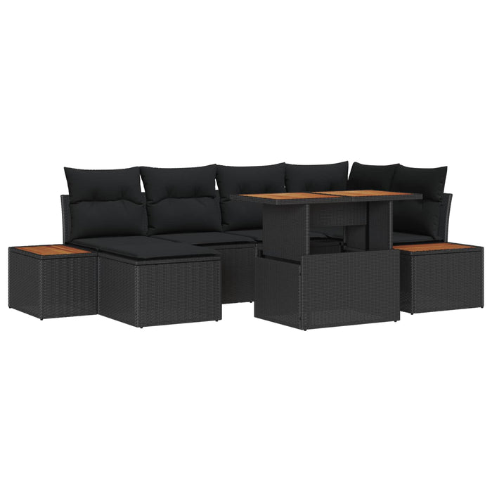 Set de masă pentru grădină cu pernă 7 pcs Negru și Maro - WALTI WALTI