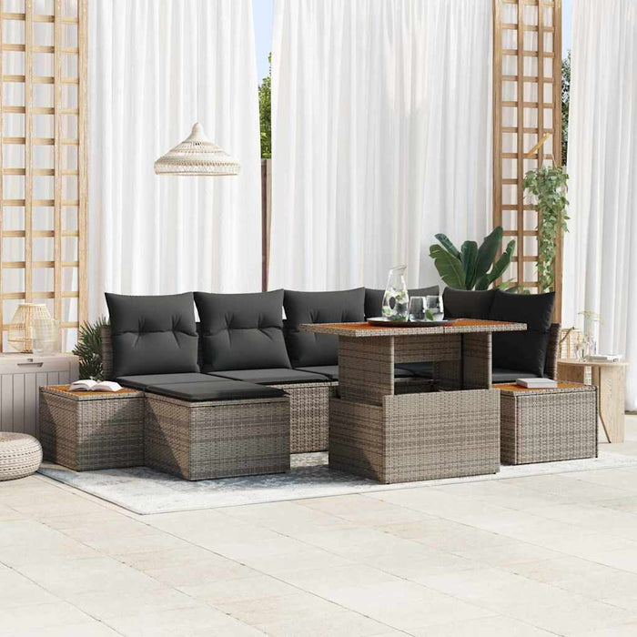 Set de masă pentru grădină cu pernă 7 pcs Gri Maro - WALTI WALTI