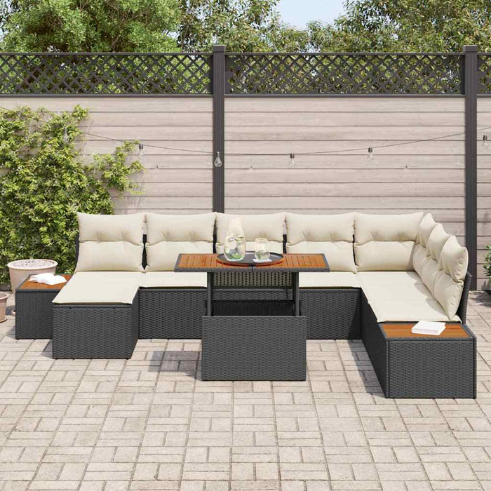 Set de canapele pentru grădină 9 buc. Negru și Bej WALTI