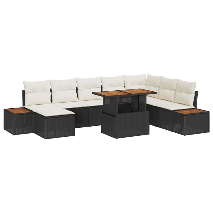 Set de canapele pentru grădină 9 buc. Negru și Bej WALTI